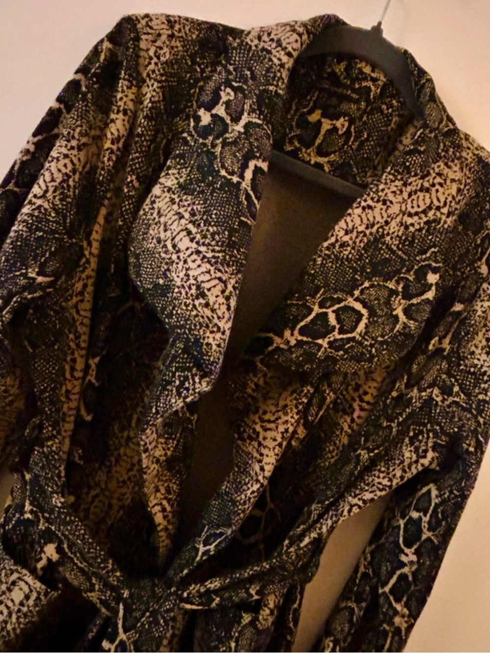Shinestar Faux Snakeskin Animal Print Long Duster Coat Belted XL - Picture 8 of 13